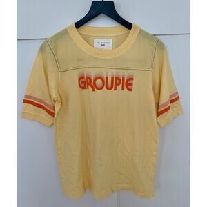Sol Angeles T-Shirt Groupie Tee in Yellow Small Boho Graphic Print Classic Retro